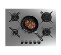 Cecotec Plaque de Cuisson à Gaz Bolero Squad G 5400S Inox avec 5 Foyers, 10,4 Kw, Grilles en Fonte, Foyer à Triple Anneau, Allumage Électronique, Système de Sécurité des Valves, Conversion au Gaz