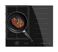 Cecotec Plaque de Cuisson à Induction et à Gaz Bolero Squad Gi 3500 Hybrid Fullflex, 3,4 Kw, 9 Vitesses, Fonctions Booster,Maintien au Chaud et Stop&Go, Zone Fullflex, Système de Sécurité des Valves