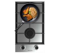 Cecotec Plaque de cuisson au gaz 2 foyers Bolero Squad G 2400F Inox. 5 2 kW acier inoxydable grilles en fonte et brûleur WOK