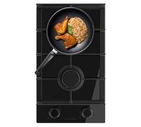 Cecotec Plaque de Gaz 2 Feux Bolero Squad G 2400F Verre Noir, 5,2kW, Verre Noir, Grilles en Fonte, Brûleur WOK Triple, Allumage Électronique, Sécurité Valves, accessoire de conversion