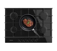 Cecotec Plaque de Gaz 5 Feux Bolero Squad G 5400F Verre Noir, 10,4kW, Verre Noir, Grilles en Fonte, Brûleur WOK Triple, Allumage Électronique, Sécurité Valves, accessoire de conversion