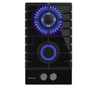Cecotec Plaque de Gaz Butane et Naturel 2 Feux Bolero Squad G 2200F Glass Black. 5250 W, Verre Noir, Grilles Complètes en Fonte, WOK Triple Couronne, Allumage Électrique, Système de Sécurité