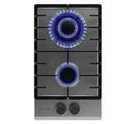 Cecotec Plaque de Gaz Butane et Naturel 2 Feux Bolero Squad G 2200F Inox. 5250 W, Acier Inox, Grilles Complètes en Fonte, Brûleur WOK Triple Couronne, Allumage Électrique, Système de Sécurité