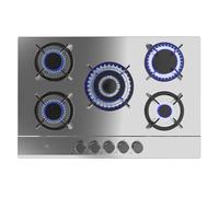 Cecotec Plaque de Gaz Butane et Naturel 5 Feux Bolero Squad G 5200S Inox. 11000 W, Acier Inoxydable, Grilles Individuelles en Fonte, WOK Triple Couronne, Allumage Électrique, Système de Sécurité