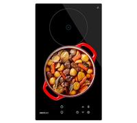 Cecotec Plaque Vitrocéramique 2 Feux Bolero Squad V 2100. Puissance Maximale de 3000 W, 9 Niveaux de Puissance, Commande Tactile, Détecteur de Poêles, Diamètre de 16 et 20 cm
