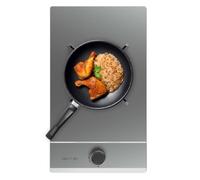 Cecotec Plaque de Gaz Butane et Naturel 1 Feu Bolero Squad G 1200S Inox. 3500 W, Acier Inox, Grilles Individuelles en Fonte, Brûleur WOK Triple Couronne, Allumage Électrique, Système de Sécurité