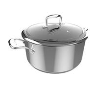 Cecotec Poisson Polka Classy 28 Pot Steel, Diamètre 28 cm, Capacité 7,5 L, Acier inoxydable 18/10, Revêtement antiadhésif, Poignées rivées, Couvercle en verre, Convient à tous les types de cuisines