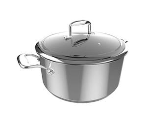 Cecotec Poisson Polka Classy 28 Pot Steel, Diamètre 28 cm, Capacité 7,5 L, Acier inoxydable 18/10, Revêtement antiadhésif, Poignées rivées, Couvercle en verre, Convient à tous les types de cuisines