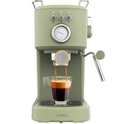 Cecotec Power Espresso 20 Retro Green Cafetière Espresso Compacte 1100W 20 Bars Thermoblock Buse Orientable Double Sortie 2 Filtres