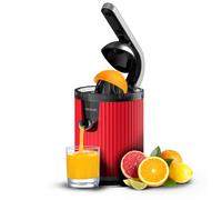 Cecotec Presse-agrumes électrique à bras pour oranges et agrumes Xqueeze RetroJuice 600 Red. 600W, Style rétro, filtre en acier inox, cône plastique, levier pour extraire la pulpe, Anti-gouttes