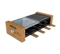 Cecotec Raclette Cheese&Grill 8400 Wood MixGrill. 1200 W, Surface mixte gril et plancha, Thermostat réglable, 8 poêlons individuels, Design amovible