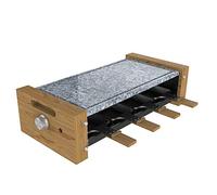 Cecotec Raclette Cheese&Grill 8600 Wood AllStone. Puissance 1200 W, Plaque en pierre naturelle, 8 poêlons individuels, Thermostat réglable, Design amovible