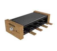 Cecotec Raclette en bois Cheese&Grill 8200 Wood Black. 1200 W, Surface de gril, 8 poêlons individuels, Revêtement antiadhésif, Thermostat réglable, Design amovible