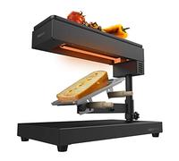 Appareil à raclette traditionnelle Cecotec Cheese&Grill 6000 Noir - 600W, Fonction gril, Acier inox, 2 Spatules en Bois, Thermostat réglable