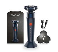 Cecotec Rasoir électrique rotatif PrecisionCare Aluminium Premium. Moteur brushless, fonction turbo, autonomie 45 min, écran numérique, base de charge, étui de voyage, IPX7