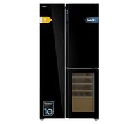 Cecotec Réfrigérateur 3 Portes Bolero CoolMarket TDW 548 Black Glass E, Classe E, 548L, Design T Door, Compresseur Inverter Plus, Total No Frost, Metal Cooling, Multi AirFlow, Fast Cooling et Freezing