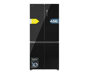 Cecotec Réfrigérateur 4 Portes Semi-Intégrable Bolero CoolMarket 4D 456 SBI Black Glass D, Capacité Extra Inside 456L, 190 cm de hauteur, 83,3 cm de largeur Silencieux, Noir.