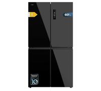 Cecotec Réfrigérateur Américain 4 Portes Bolero CoolMarket 4D 601 Black Glass E. 601L, Moteur Inverter, 90cm, No Frost, ECO, Refroidissement Rapide, Display, Alarme Température, Verre Noir