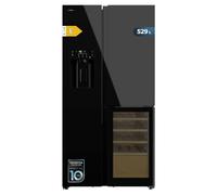 Cecotec Réfrigérateur avec 3 portes Bolero CoolMarket TDW 529 WID Black Glass E. Réfrigérateur 3 portes noir, cave à vin, 529L, Inverter Plus, Total No Frost, E, MultiAirFlow, Fast Cooling.
