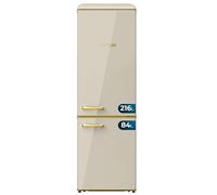 Cecotec Réfrigérateur Combiné 2 Portes Rétro 300 L Bolero CoolMarket Combi Origin 300 Beige E. Hauteur 191,5 cm et 60 cm large, Contrôle de la Température, Poignée Chromée et Étagères en Verre, Beige