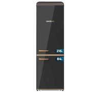 Cecotec Réfrigérateur Combiné 2 Portes Rétro 300 L Bolero CoolMarket Combi Origin 300 Noir E. Hauteur 191,5 cm et 60 cm de large, Contrôle de la Température, Poignée Chromée et Étagères en Verre, Noir