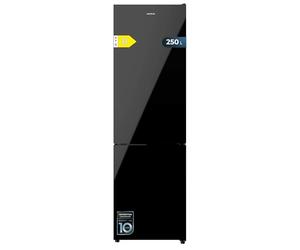 Cecotec Réfrigérateur Combiné Bolero CoolMarket 250L Black Glass D. Frigorifique Inverter Plus, No Frost, Multi Airflow, Humidity Box et casier à bouteilles pour une conservation optimale.