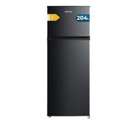 Cecotec Réfrigérateur Combiné Bolero CoolMarket 2D 204 Black E, 204L, 143 cm de Hauteur, 55 cm de Largeur Silencieux, Éclairage LED, Compresseur Inverter Plus, Technologie Cyclique, Noir