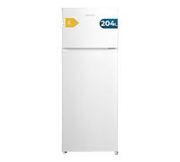 Cecotec Réfrigérateur Combiné Bolero CoolMarket 2D 204 White E, 204L, 143 cm de Hauteur, 55 cm de Largeur Silencieux, Éclairage LED, Compresseur Inverter Plus, Technologie Cyclique, Blanc