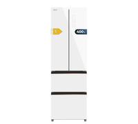 Cecotec Refrigerateur Congelateur 4 Portes Française Bolero CoolMarket Combi F2D 400 White Glass E. Réfrigérateur 400L, verre blanc, NoFrost, MultiAirFlow, Inverter, mode ECO, bacs fruits et alarmes