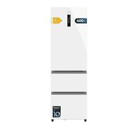 Cecotec Refrigerateur Congelateur à Porte Française 400L Bolero CoolMarket Combi FD 400 White Glass E. Frigo Max Inside,Fresh Zone,Inverter Plus, Multi AirFlow, NoFrost, ECO, LED, écran de contrôle