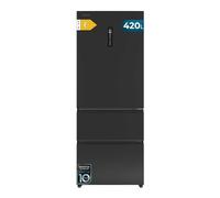 Cecotec Réfrigérateur Porte Française Total No Frost Bolero CoolMarket FD 420 Dark E, Extra Capacité Max 420L, Hauteur 186 cm et 70 cm Largeur, Compresseur Inverter, ATT Antibactérien