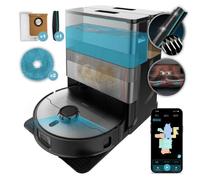 Cecotec Robot Aspirateur avec Base Autovidage et IA Conga X100. Laser et Intelligence Artificielle avec Caméra, 20000Pa, Mopas Rotatives Élevables, Brosse Latérale et Mopa Droite Extensibles