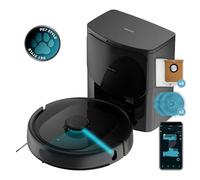 Cecotec Robot Aspirateur Base Auto-vidage Conga 9590 Spin Revolution Ultra Power Home, Navigation Laser, 10000Pa, App, Autonomie 240min, IA Évite Objets, Tissus Rotatives, Brosse Silicone pour Animaux