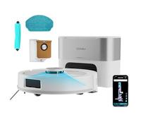 Cecotec Robot Aspirateur Base Vidage Automatique 3L - 25000Pa - Conga Y80 Pearl. Autonomie 240min en Mode Éco, Brosse Silicone, Idéal Maisons avec Animaux, Bluetooth et WiFi, Inclut 1 Serpillière
