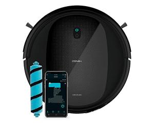 Cecotec Robot aspirateur et frigots Conga Perfect&Clean Connected Titanium. Technologie Gyro, 2100 Pa, Autonomie 160 Min, 3 Niveaux Puissance et Fromage, Brosse Jalisco, 10 Modes et App pour Sol Dur