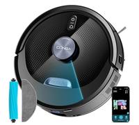 Cecotec Robot Aspirateur et Laveur de Sol Conga M80 Dark. Navigation Laser, Moteur 25000 Pa, Autonomie 240 Min, Brosse en Silicone pour Animaux de Compagnie, Bluetooth et WiFi, Contrôle par App