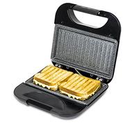 Cecotec Rock'n Toast Sandwich Squared, Grill avec revêtement anti-adhérent, Capacité pour 2 sandwichs, Surface Grill, Poignée qui reste froide, 750 W