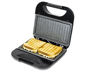 Cecotec Rock'n Toast Sandwich Squared, Grill avec revêtement anti-adhérent, Capacité pour 2 sandwichs, Surface Grill, Poignée qui reste froide, 750 W