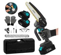 Cecotec Scie d'Élagage à Batterie MontanaForce 6400 Hand. Lame 6 Pouces, Moteur Brushless 700 W, 2 Batteries Nexus 21 V 4 Ah, Graissage à Bouton, Mallette, Chaîne Supplémentaire, Lunettes et Gants