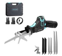 Cecotec Scie Sabre LongFlex 1200 Home&Garden, 550W, Inclut 2 Batteries de 12V, Coupes jusqu'à 65mm avec Course de 20mm, Accessoire pour Couper les Branches, Inclut 6 Lames et Mallette