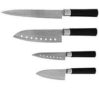 Cecotec Set de 4 couteaux japonais professionnels Santoku. Usage domestique avec lame en acier inoxydable (Noir)