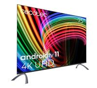 Cecotec Smart TV 4K UHD 75" TV LED A3 Series ALU30075, sans Bord | Android TV 11, Assistant vocal Google et Chromecast, Dolby Vision & Atmos, HDR10, HBBTV, 2023