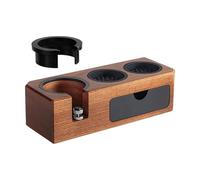 Cecotec Station de Tassage pour Espresso Baristeo WoodTamperStation. Support en Bois Élégant Porte-filtre, Tasseur et Niveleur, Compatible 51-58 mm, Pieds Antidérapants, Optimise Espace