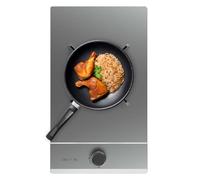 Cecotec Table de Cuisson à Gaz 1 Feu Bolero Squad GN 1200S Inox. 3,5kW, Prête pour le Gaz Naturel, Acier Inoxydable, Grilles Individuelles en Fonte, Brûleur Wok Triple Couronne, Allumage Électrique