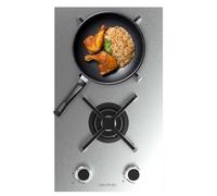 Cecotec Table de Cuisson à Gaz 2 Feux Bolero Squad G 2400S Inox, 5,2kW | Système de Sécurité, Conversion au Gaz Butane, Finition Acier Inox, Grilles Individuelles en Fonte, Brûleur WOK Triple Anneau
