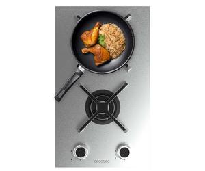 Cecotec Table de Cuisson à Gaz 2 Feux Bolero Squad G 2400S Inox, 5,2kW | Système de Sécurité, Conversion au Gaz Butane, Finition Acier Inox, Grilles Individuelles en Fonte, Brûleur WOK Triple Anneau