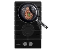 Cecotec Table de Cuisson à Gaz 2 Feux Bolero Squad GN 2200F Glass Black. Prête pour le Gaz Naturel, Verre Noir, Grilles Individuelles en Fonte, Brûleur Wok, Sécurité Vannes