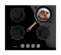Cecotec Table de Cuisson à Gaz 4 Feux Bolero Squad GN 4200S Glass Black