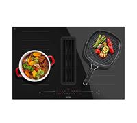 Cecotec Table de Cuisson à Induction 2 Feux avec Hotte Intégrée Bolero Squad IH 4800 FullFlex80. 7400W, 15 Niveaux, Faible Consommation d'Énergie, Minuterie, Commande Tactile, Filtres à Charbon