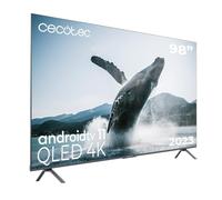 Cecotec Téléviseur 98" QLED 4K UHD V3+ Series VQU30098+S, sans Bord, HDR10 | Android TV 11, Assistant vocal Google et Chromecast, Dolby Vision & Atmos, Processeur CORTEX A55, HBBTV, 2023